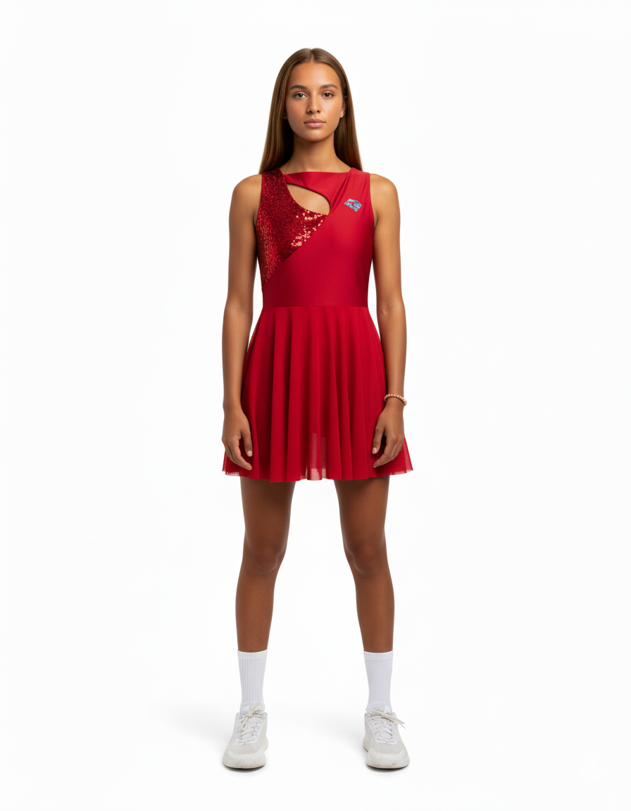Red Beauty SABRHERO Dress-Luxury Tennis Apparel, Performance Gear SABRHERO